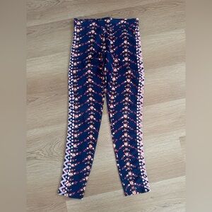 Matilda Jane Blue Floral Leggings with Pink Trim